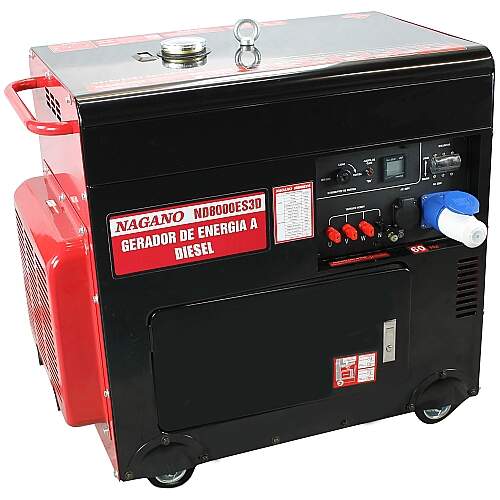 Gerador de Energia Silenciado Trifásico a diesel 7 kVA 4T 60hz Partida Elétrica 220/380v 10.2hp - ND8000ES3D