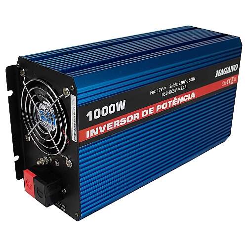 Inversor Transformador Conversor de energia 1000W 12V 220V Onda Pura