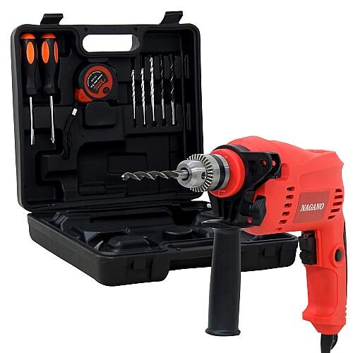 Furadeira Parafusadeira de Impacto 3/8 Pol 1.5-10mm 500W com Maleta e Acessórios