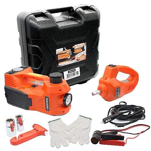 Macaco Elétrico Hidráulico 4 em 1 Compressor Lanterna Chave de Impacto 12v