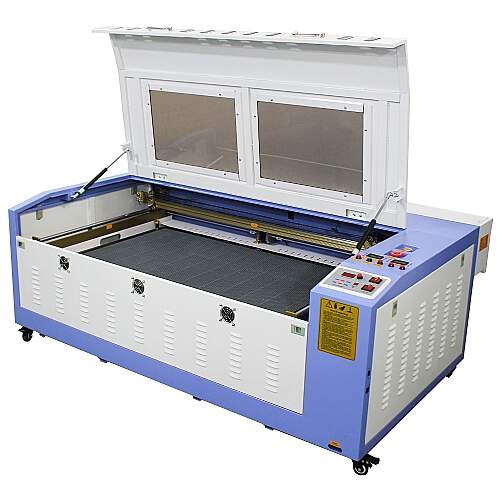 CNC Router Laser 90x60cm 100W C/Elevação Elétrica Corte e Gravação Sensor Fluxo de Água 220V