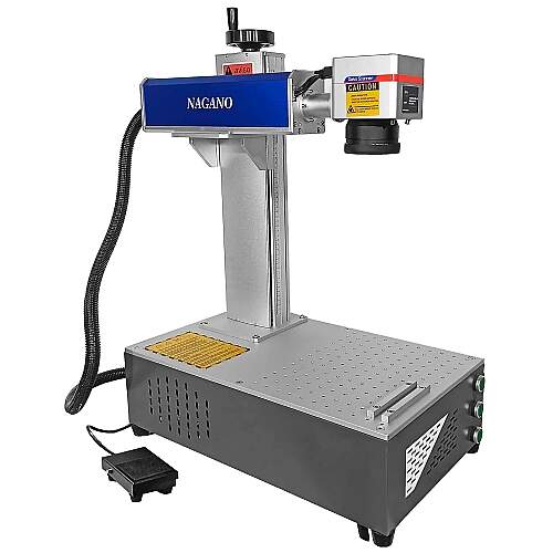 Máquina de Gravação Laser Metais Fiber Mini 20w com Entrada Eixo Rotativo