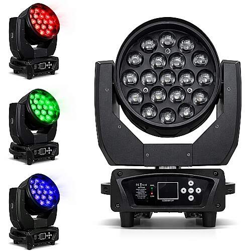 Moving Beam Bee Eye 19 LED RGBW 15w DMX512 Painel Digital