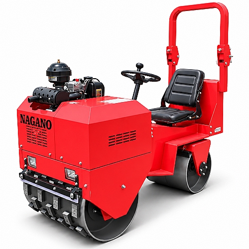 Rolo Compactador Diesel 9HP 1 Ton Assento Pé de Carneiro Vibratório 800mm