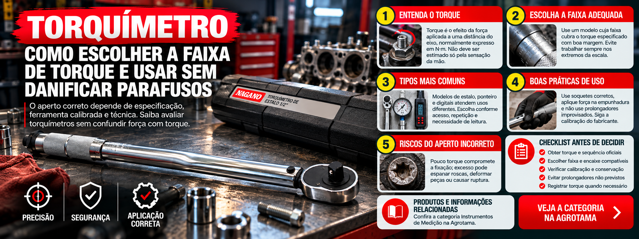 Torquímetro: como escolher faixa de torque e usar sem danificar parafusos