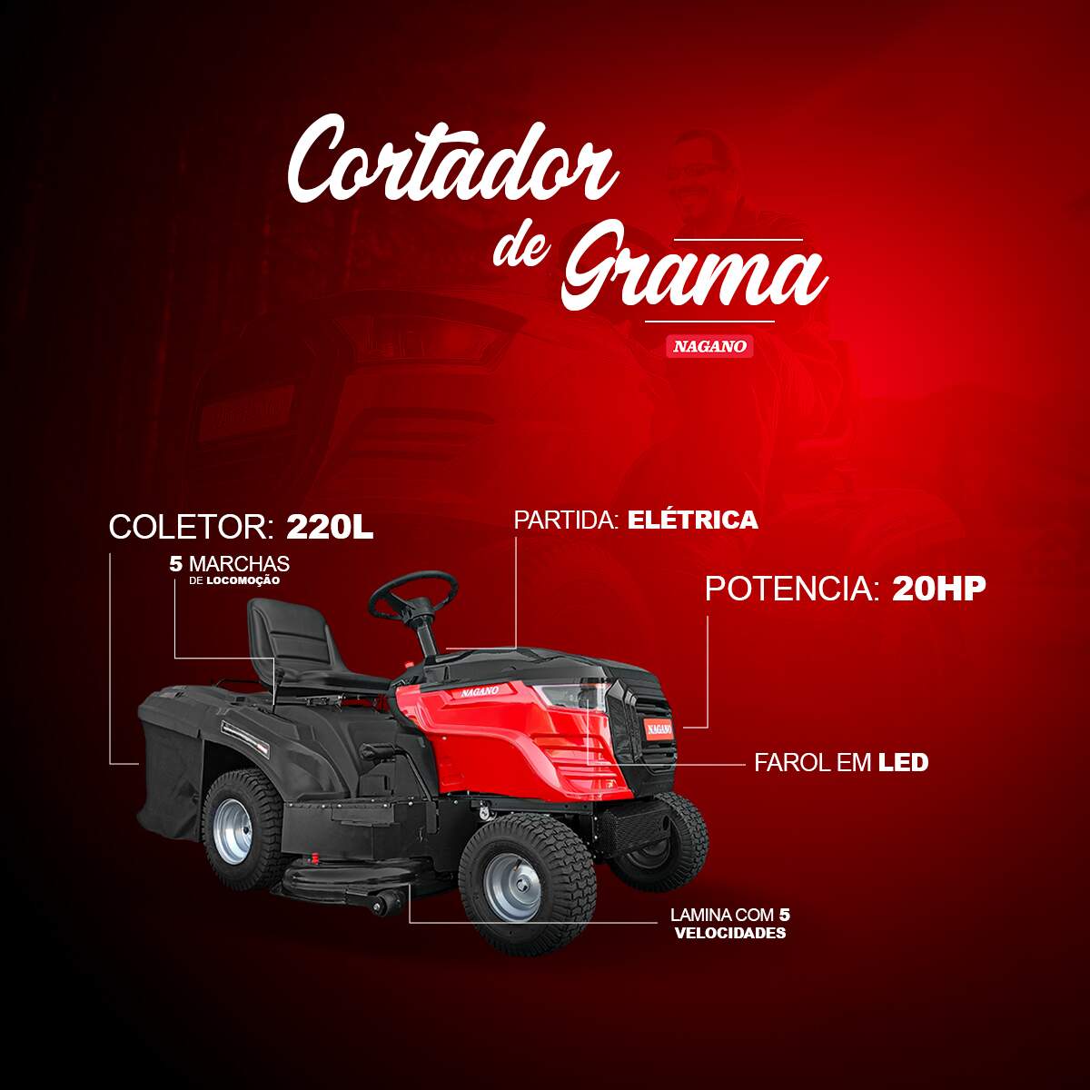 Trator cortador de grama - rodapé