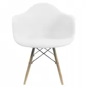 Cadeira Grande Charles Eames com Pés de Madeira - Branco
