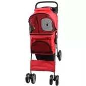 Carrinho de Passeio Pet com Porta Copo para Cães - Vermelho