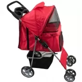 Carrinho de Passeio Pet com Porta Copo para Cães - Vermelho