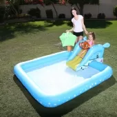 Fantástica Piscina Aquário de Jogo 1 Golfinho 2 Peixes Palhaços 1 Polvo 2 Aros - 308 Litros 2.39m x 2.06m x 86cm