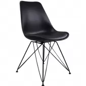 Cadeira Charles Eames Preto com Pés de Metal - TCEM01