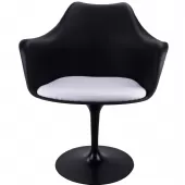 Cadeira Saarinen com Apoio de Braço - TCS - Branco / Preto