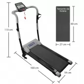 Esteira Ergométrica Elétrica Dobrável Painel LED 1.0hp - 110V - TEED11010D