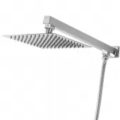 Chuveiro a Gás Quadrado Inox 20x20cm com Ducha de Mão