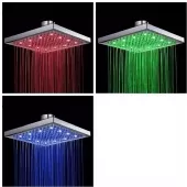 Chuveiro Quadrado 20x20 cm Led 3 Cores a Gás