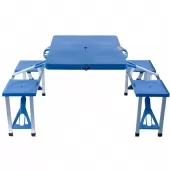Mesa Camping Dobrável com 4 Banquetas Plástico Maleta
