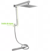 Chuveiro a Gás Quadrado Inox 20x20cm com Ducha de Mão