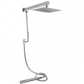 Chuveiro a Gás Quadrado Inox 20x20cm com Ducha de Mão