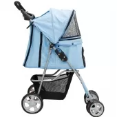 Carrinho de Passeio Pet com Porta Copo para Cães e Gatos - Azul