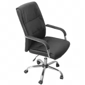 Cadeira Escritório Preto Base Móvel em PU