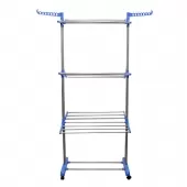 Varal Roupas 3 Andares Aço Inox Dobrável 4 Rodas