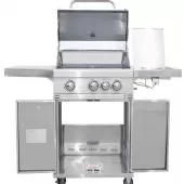 Churrasqueira a Gás Inox 3 Queimadores Mais 1 Lateral Americano a Bafo Carrinho