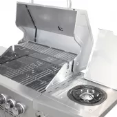 Churrasqueira a Gás Inox 3 Queimadores Mais 1 Lateral Americano a Bafo Carrinho