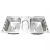 Cuba Aço Inox 304 Dupla com Escorredor Pia Cozinha Gourmet com Acessórios