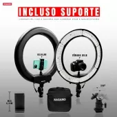 Luz Continua Led Ring Light 18 bivolt 5600k Branco e Laranja