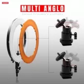 Luz Continua Led Ring Light 18 bivolt 5600k Branco e Laranja