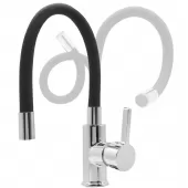 Torneira Cozinha Gourmet Monocomando Flex Preta Quente e Frio