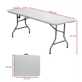 Mesa Dobrável Portátil Vira Maleta 1.80m 200kg Camping Praia