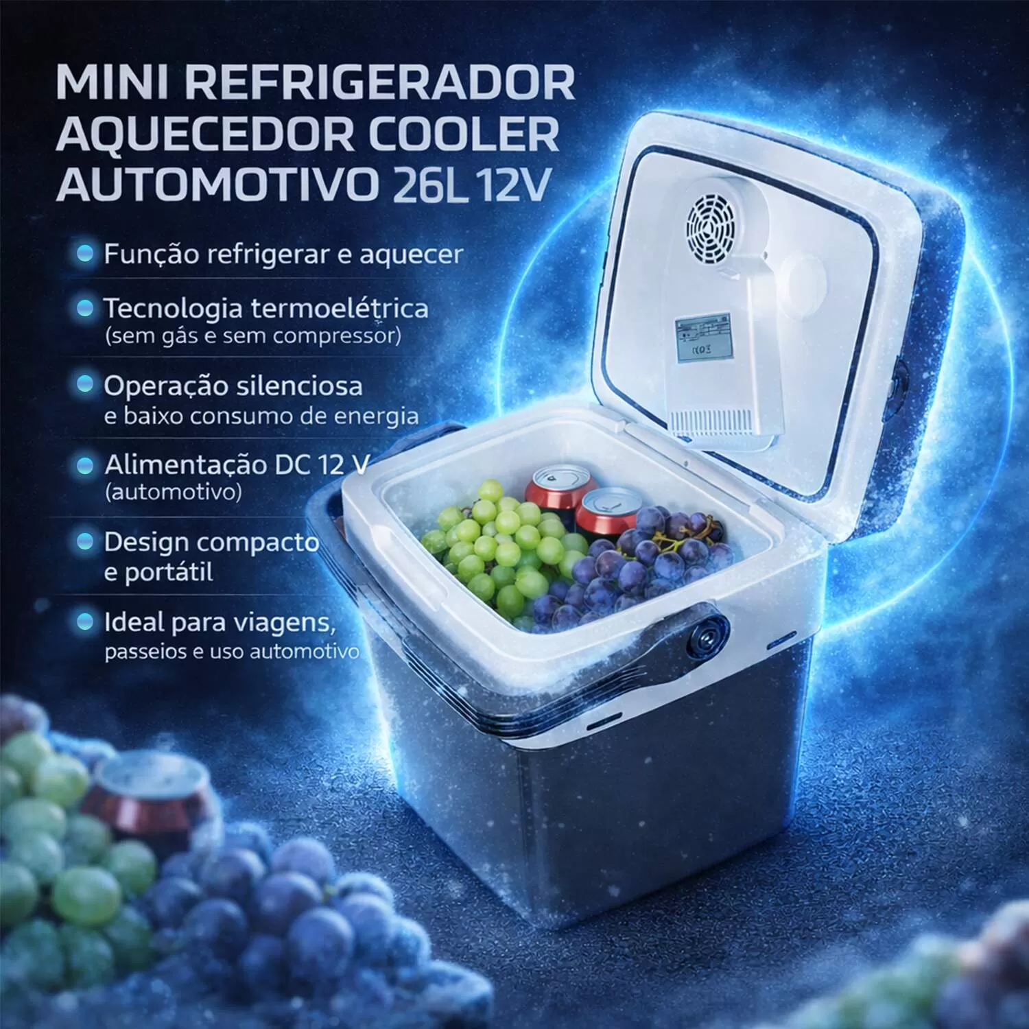 Mini Refrigerador Aquecedor Cooler Automotivo 26 Litros 12v - Nagan…