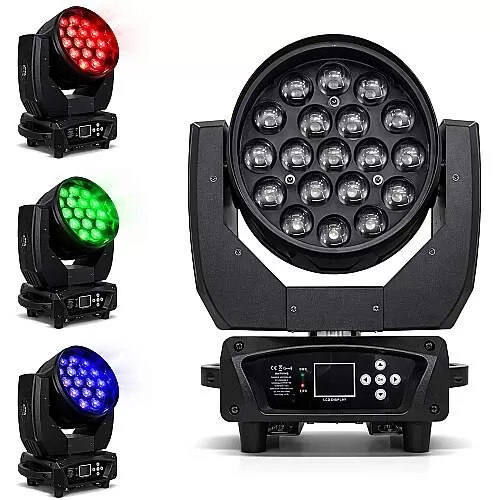 Confira Moving Beam Bee Eye 19 LED RGBW 15w DMX512 Painel Digital